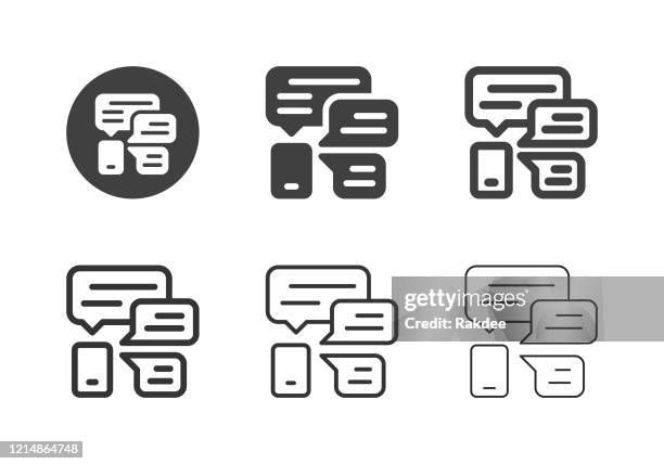 mobile talk icons - multi series - casual business meeting stock illustrations