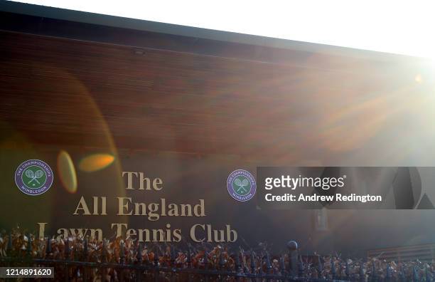 General view of the offices of The All England Lawn Tennis and Croquet Club, best known as the venue for the Wimbledon Championships, on March 26,...
