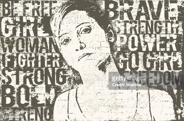 ilustraciones, imágenes clip art, dibujos animados e iconos de stock de mujer fuerte plantilla mural mural arte - confidence
