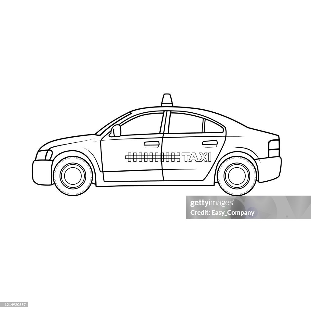 Vektorillustration av Gul Taxi isolerad på vit bakgrund.