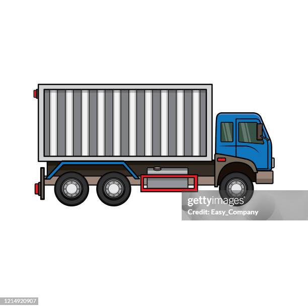 ilustraciones, imágenes clip art, dibujos animados e iconos de stock de ilustración vectorial de camión aislado sobre fondo blanco para niños libro de trabajo de actividad para colorear/ libro de trabajo. - camión frigorífico