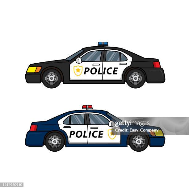 ilustraciones, imágenes clip art, dibujos animados e iconos de stock de ilustración vectorial de coche de policía aislado en fondo blanco para niños libro de trabajo de actividad para colorear / libro de trabajo. - coche de policía