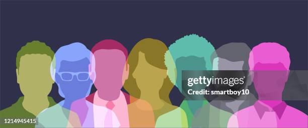 head profile icons - multicultural faces stock illustrations