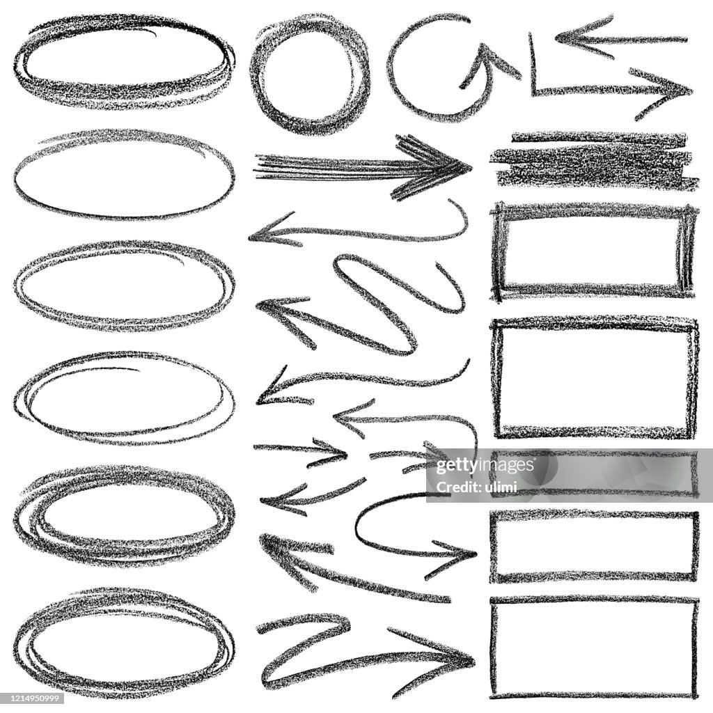 Dibujo de lápiz. Flechas y diferentes formas.