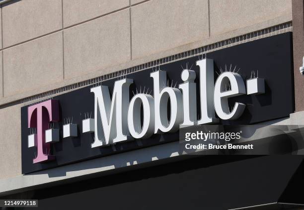 General view of a T-Mobile store on March 26, 2020 in Deer Park, New York. Across the country schools, businesses and places of work have either been...