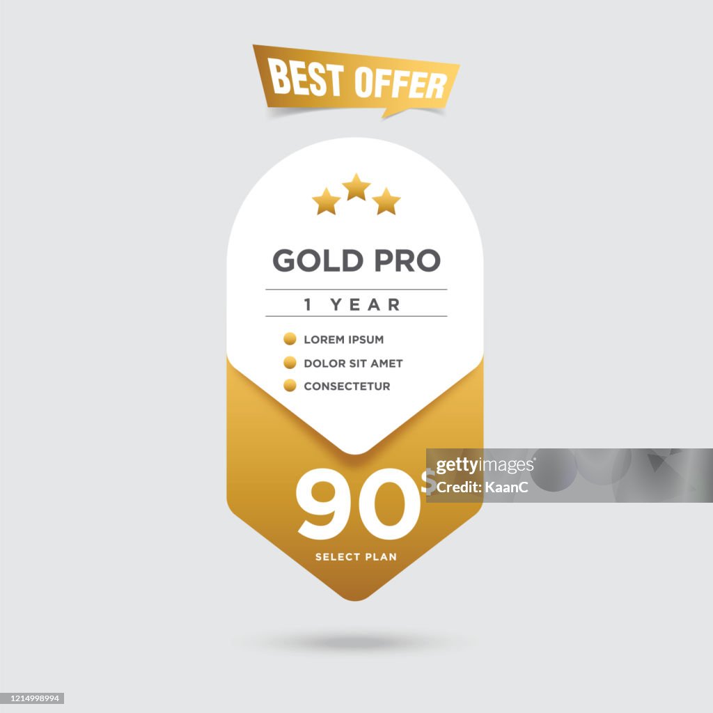 Pricing Package, Gold Pro Package stock illustration