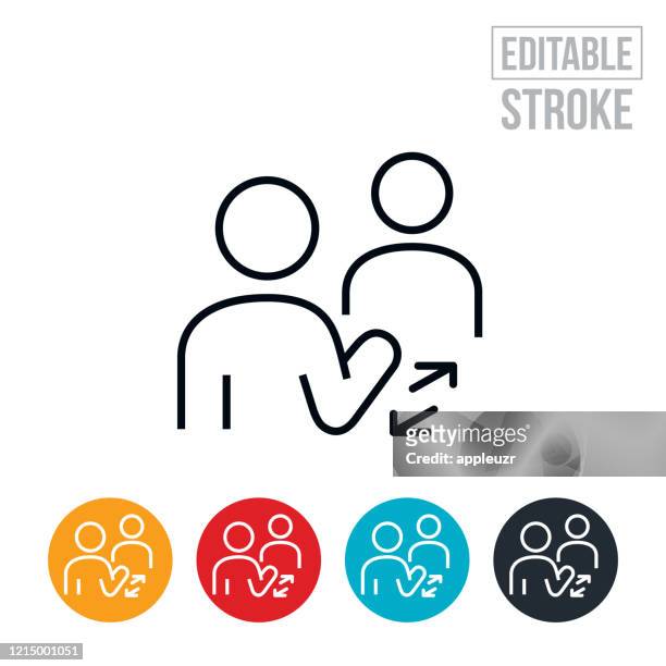 social distancing thin line icon - editable stroke - respect stock illustrations