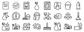 Cleaning line icons. Laundry, Sponge and Vacuum. Vector