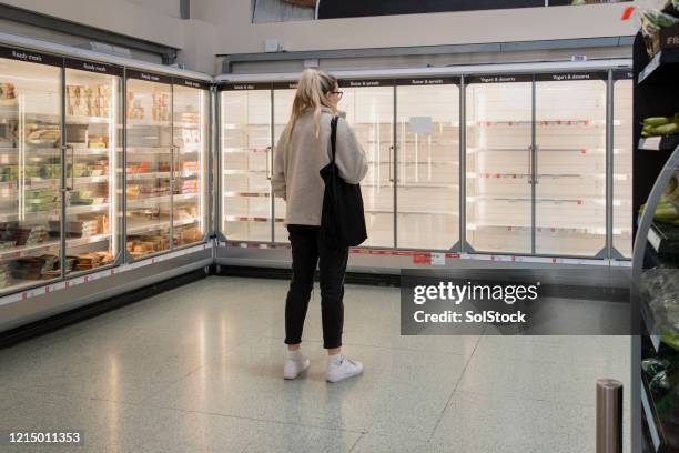 empty shelves - supermarket refrigeration stock pictures, royalty-free photos & images