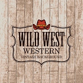 Western vintage background with a cowboy hat