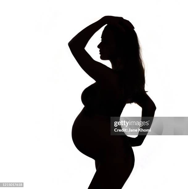 silhouette of pregnant woman - remplacement photos et images de collection