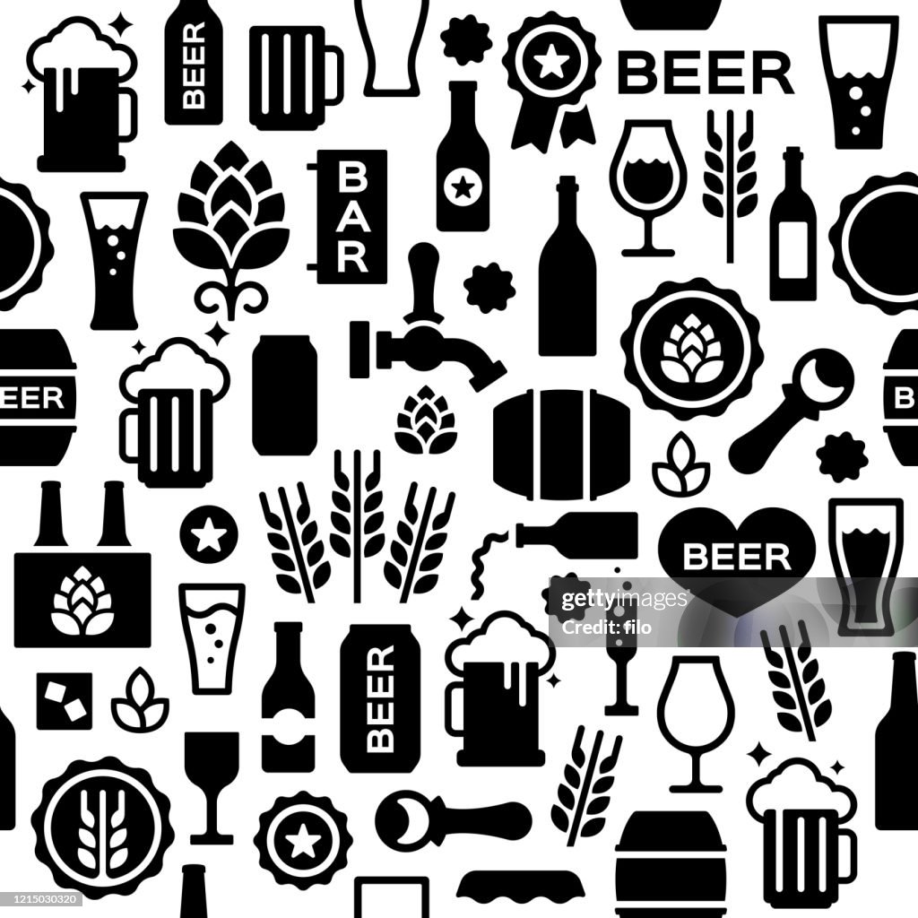 Seamless Beer Brewery Alcohol Background Pattern