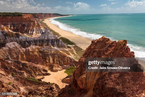 cliffs at gunga beach - alagoas stock pictures, royalty-free photos & images