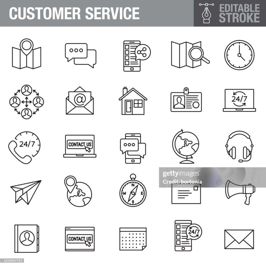 Customer Service Editable Stroke Icon Set