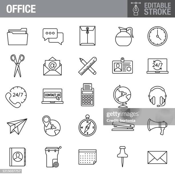 office and business editable stroke icon set - address book stock illustrations