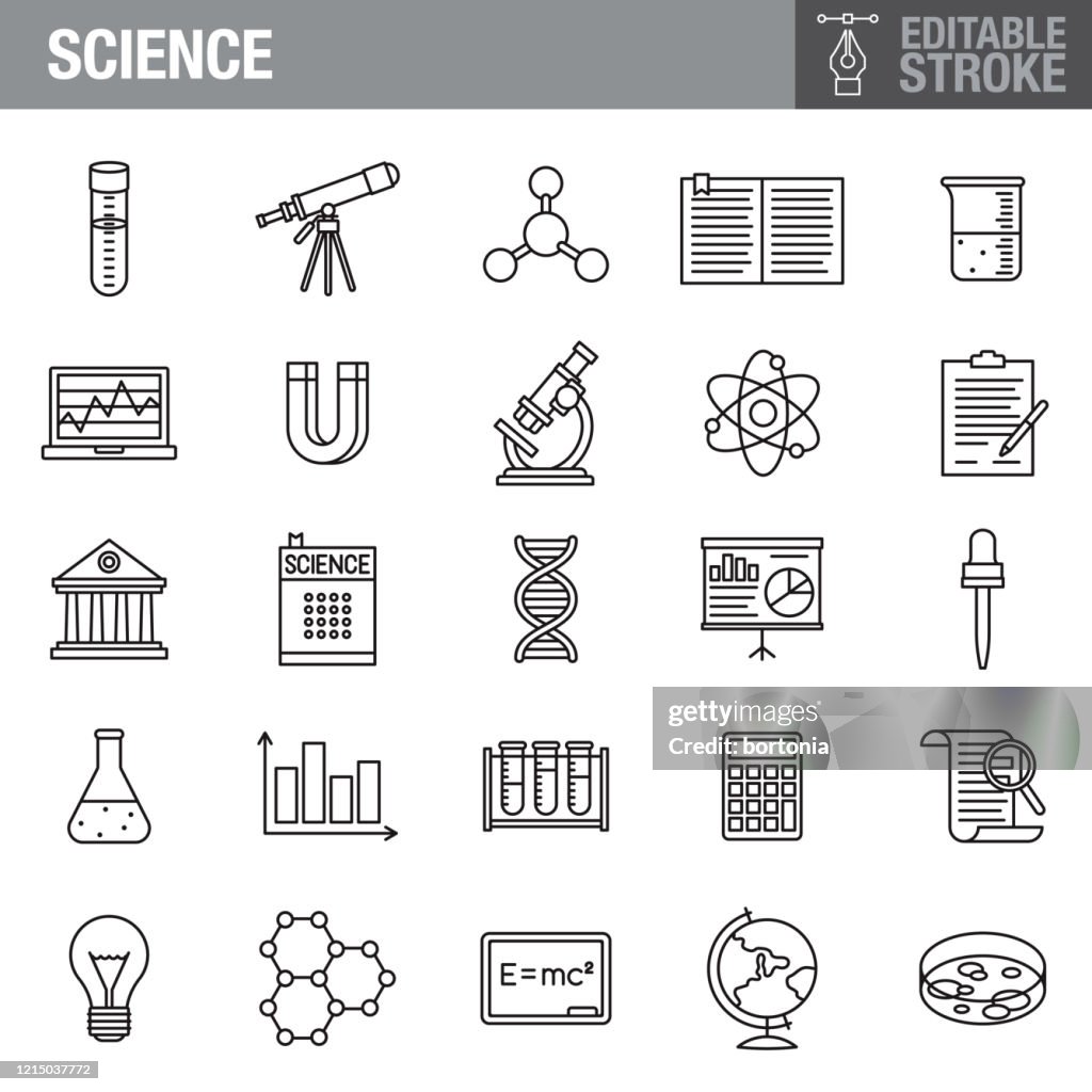 Science Editable Stroke Icon Set