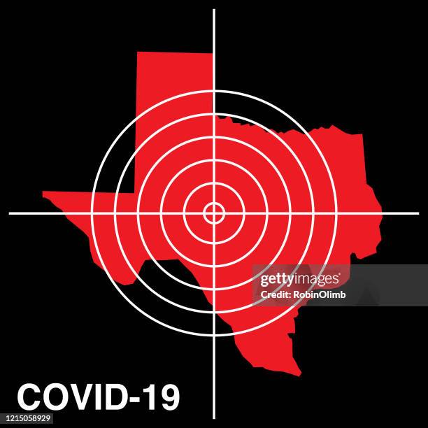 covid-19 texas target map icon - crosshair stock illustrations