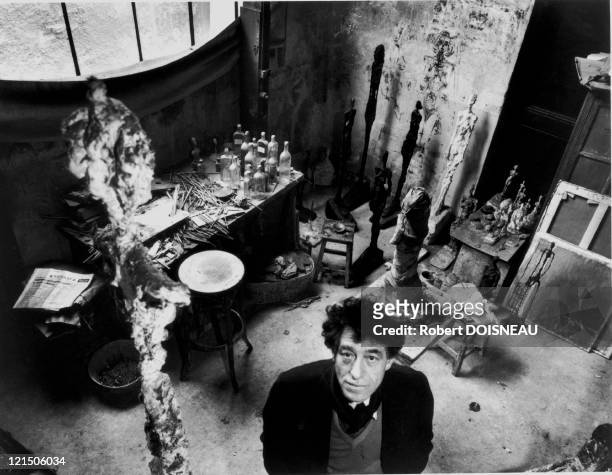Sculptor And Painter Alberto Giacometti In His Parisian Studio, 1957