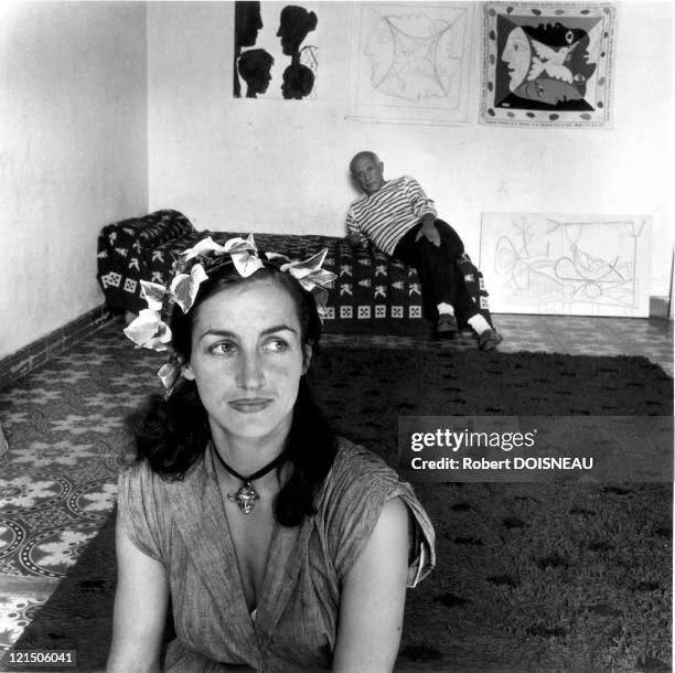 Pablo Picasso And His Wife Francoise Gilot, Vallauris