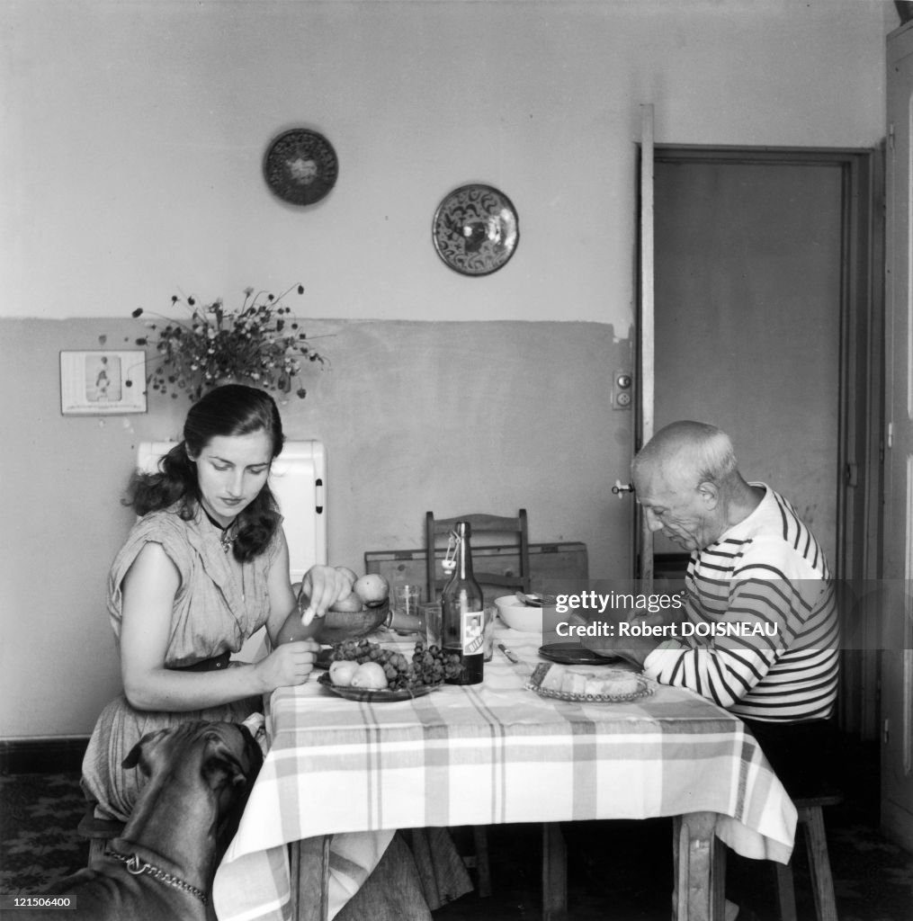 Picasso Having Lunch With Francoise Gilot In Valtauris