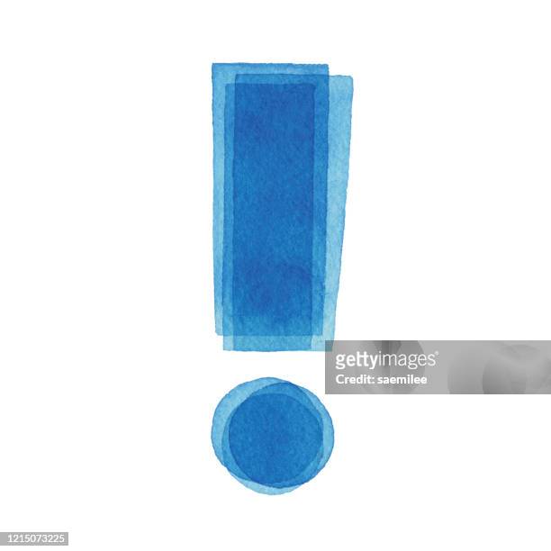 watercolor blue exclamation mark - exclamation mark stock illustrations