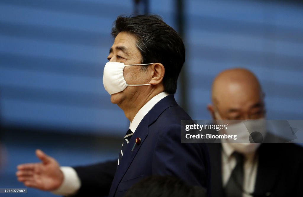 Prime Minister Shinzo Abe Press Conference As Tokyo To Ease Virus Restrictions