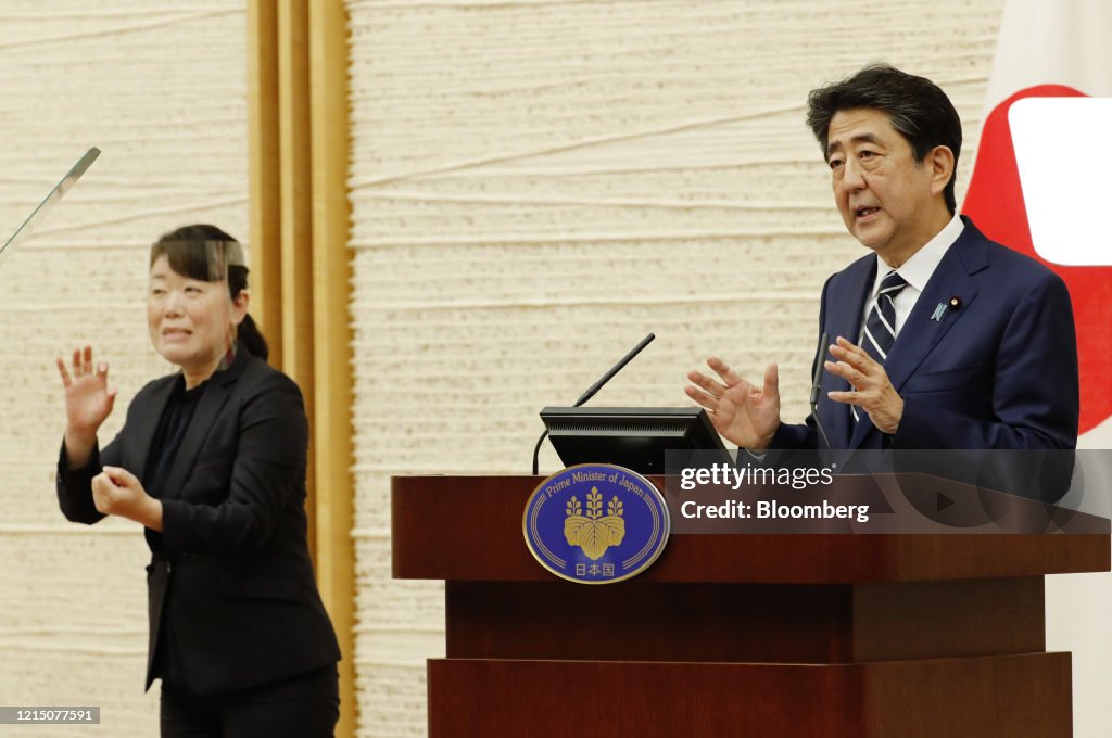 Prime Minister Shinzo Abe Press Conference As Tokyo To Ease Virus Restrictions