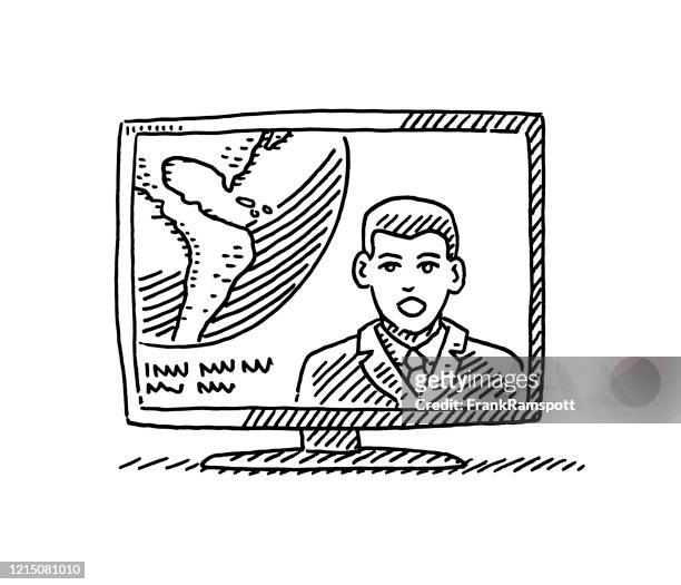 news anchor tv broadcast drawing - news anchor stock illustrations