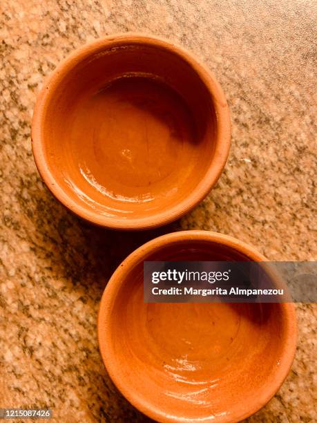 two traditional mexican shot ceramic cups for mezcal - mezcal fotografías e imágenes de stock