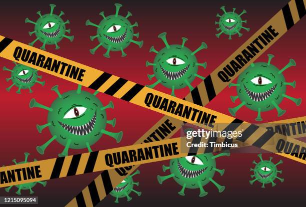 warning corona virus quarantine banner - cell structure icon stock illustrations