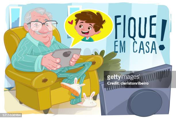 stay at home (elderly man) - casa vector stock illustrations