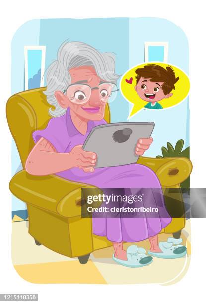 illustrations, cliparts, dessins animés et icônes de rester à la maison (femme âgée) - mamie cuisine