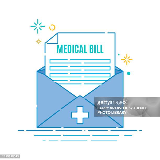 medical bill invoice, illustration - mail stock illustrations stock-grafiken, -clipart, -cartoons und -symbole