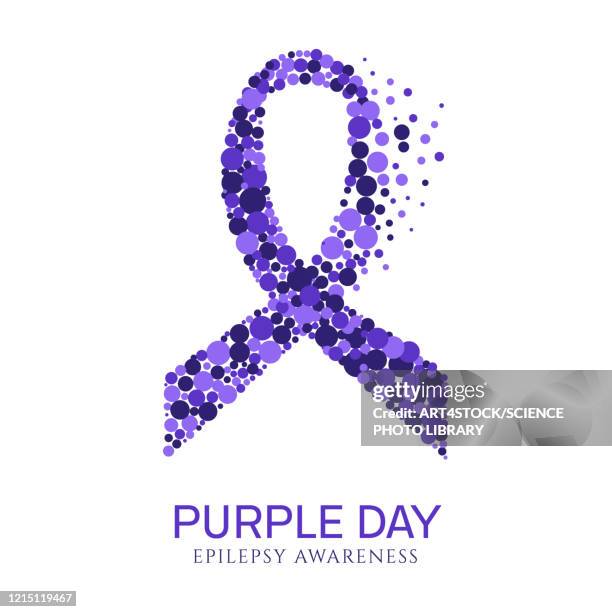 ilustraciones, imágenes clip art, dibujos animados e iconos de stock de epilepsy awareness ribbon, illustration - epilepsia