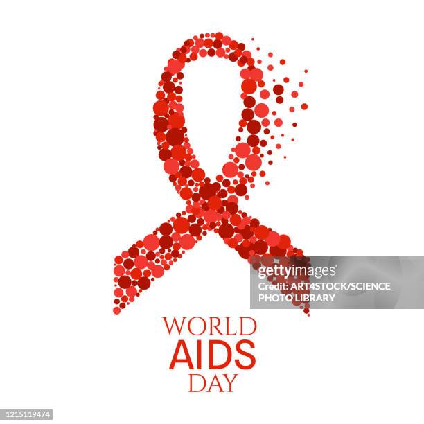 world aids day awareness ribbon, illustration - science world people stock illustrations