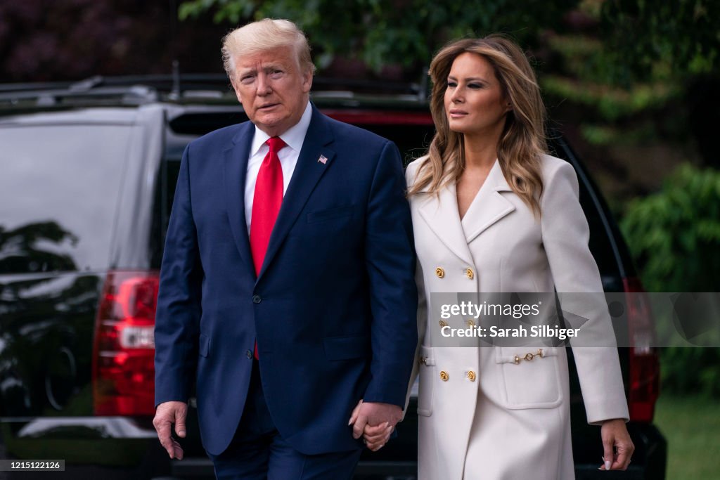 President Trump Departs White House For Memorial Day Ceremony In Baltimore
