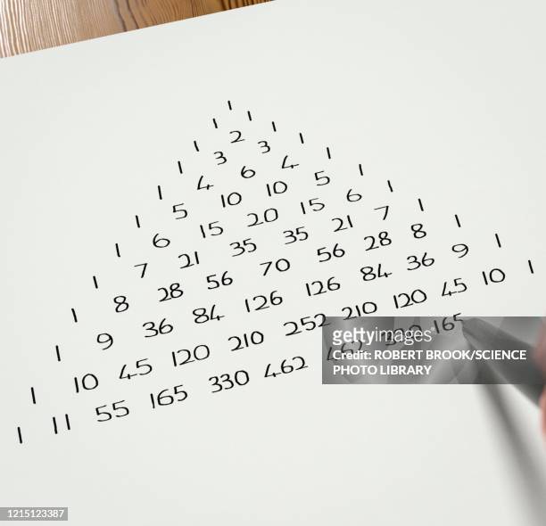 pascals triangle, illustration. - fibonacci stock pictures, royalty-free photos & images