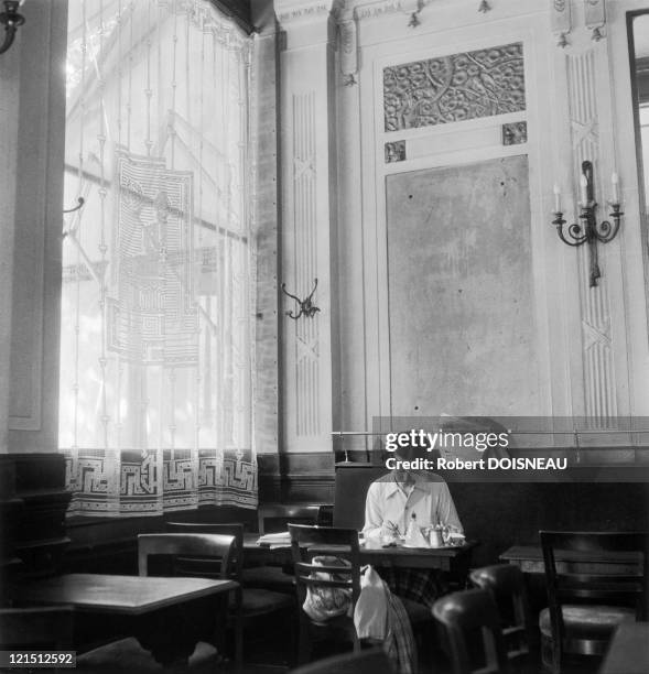 Simone De Beauvoir At The Deux Magots, Saint-Germain Des Pres In 1944, Paris