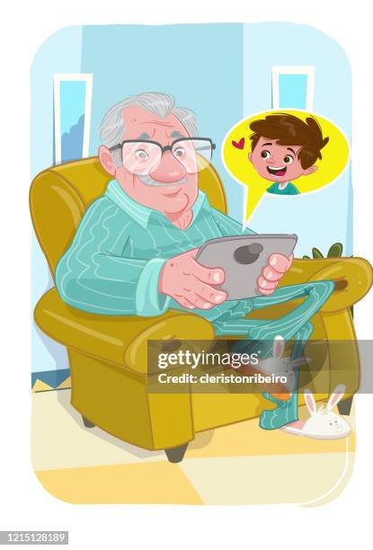 stockillustraties, clipart, cartoons en iconen met blijf thuis (bejaarde man) - casa