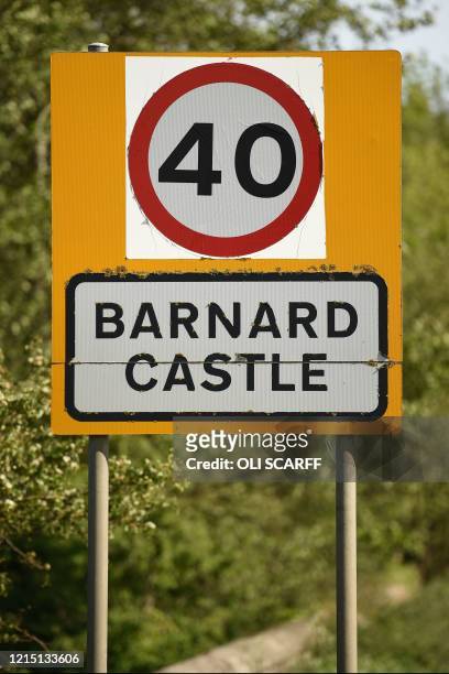 Road sign is pictured on the outskirts of Barnard Castle, less than 30 miles southwest of Durham, north east England, on May 25 a popular tourist...