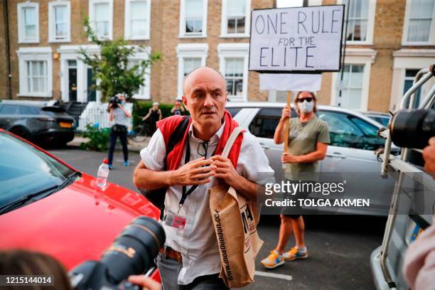 Number 10 special advisor Dominic Cummings arrives home in London on May 25 after giving a press conference answering allegations he and his family...
