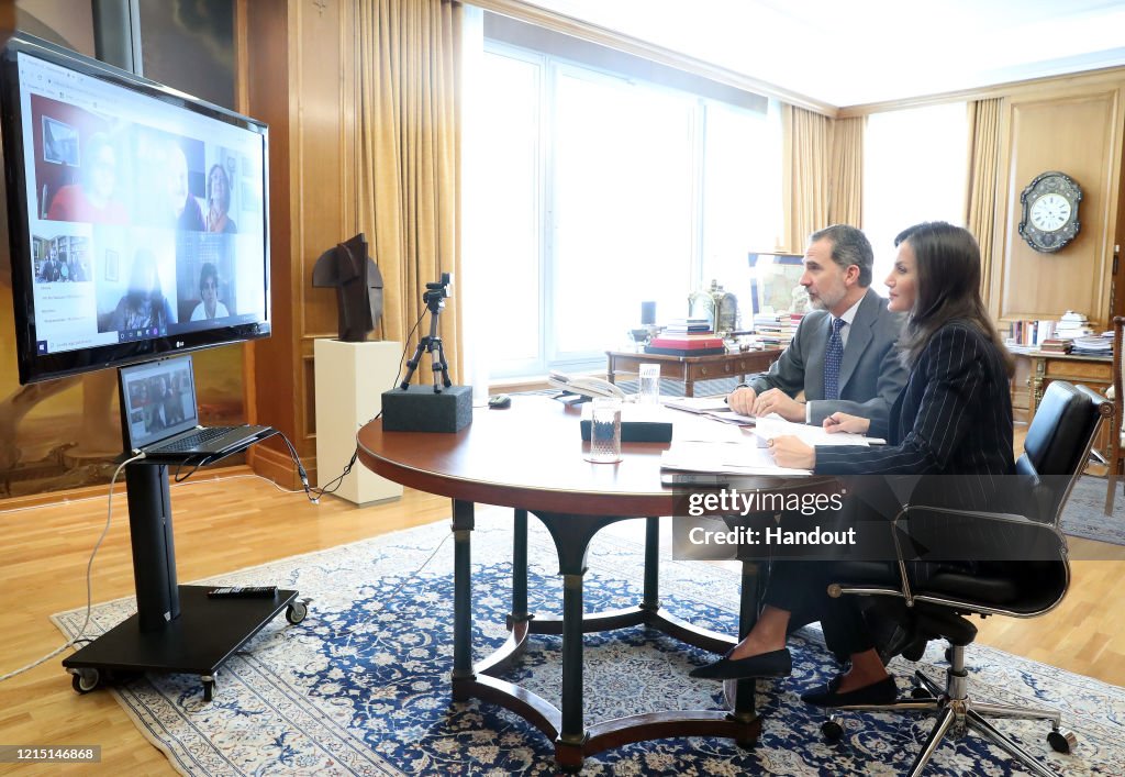 Spanish Royals Meet Social Entities On Video Conference