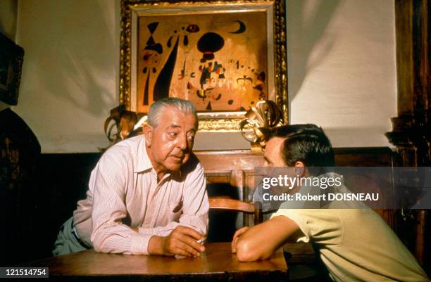 Jacques Prevert With Francis Rouy, At "La Colombe D'Or", In Saint Paul De Vence