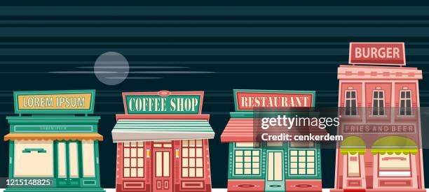 food and drink - cafe front stock illustrations