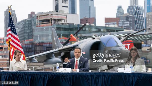 Governor Cuomo Makes an Announcement and Holds Briefing on COVID-19 Response on Intrepid Sea, Air and Space Museum on Memorial Day. He appeared...