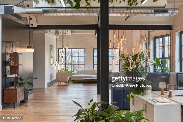 Seating and lighting at Tala Studios. Tala Studios, London, United Kingdom. Architect: Archer Architects, 2018..