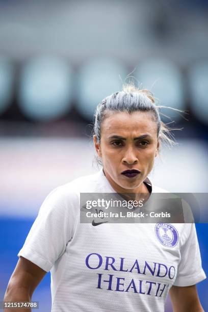 Marta of Orlando Pride warms up before the National Women's Soccer League match between Sky Blue F.C. And Orlando Pride. The match was held at Red...