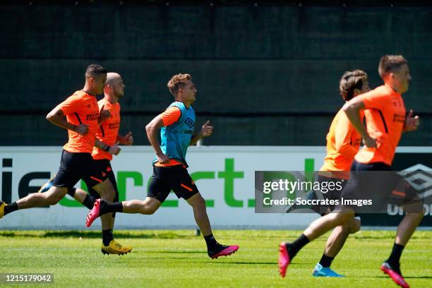 Ibrahim Afellay of PSV, Jorrit Hendrix of PSV, Michal Sadilek of PSV during the Training PSV at the PSV Campus De Herdgang on May 26, 2020 in...