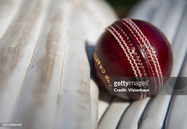 Cricket Ball and Pads on March 26, 2020 in Manchester, England