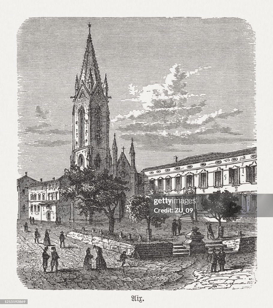Cathedral of Aix-en-Provence, France, wood engraving, published in 1893